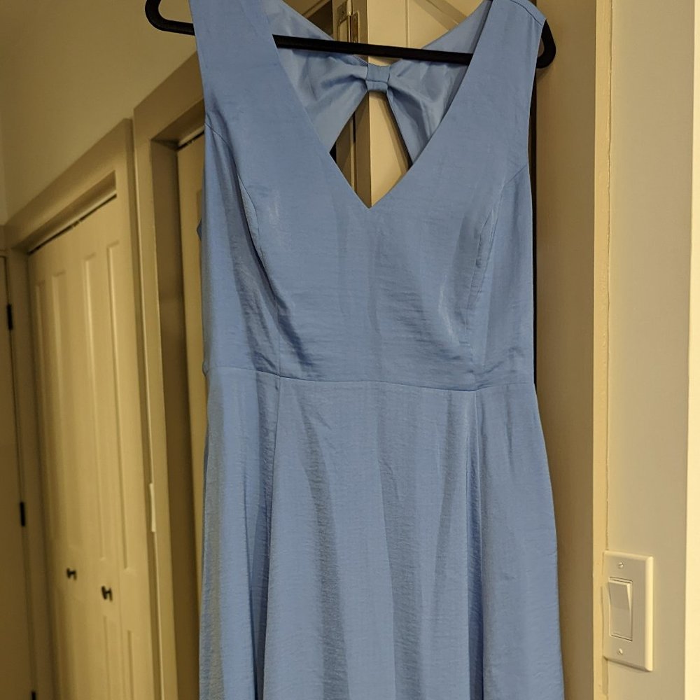 Modcloth Blue Satin A-Line Midi Dress - XL